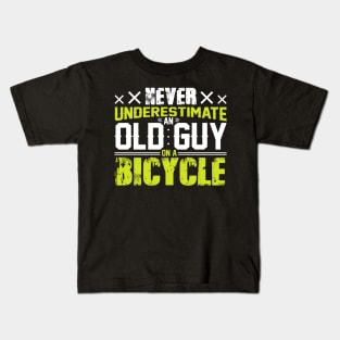 Never Underestimate An Old Guy On A Bicycle Kids T-Shirt